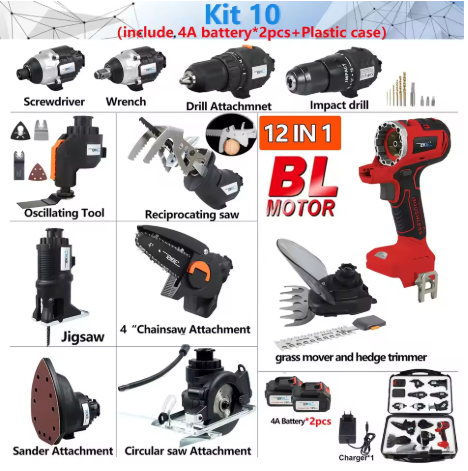Professional 20V Multi-Function 12-Head Cordless Drill Power Tools Combination Kit Electric Drill Set Tool Sets Combo