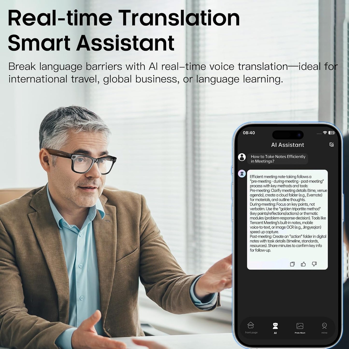 Smart AI Camera Glasses