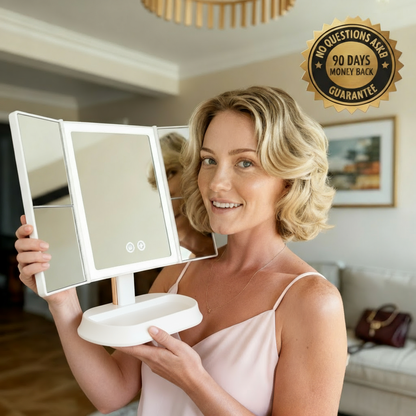 Trifold LED Makeup Mirror